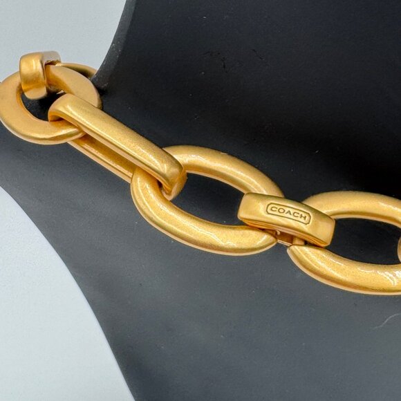 Coach Chunky Chain Satin finish and Monogram links 18” bright woman’s necklace - Picture 8 of 10